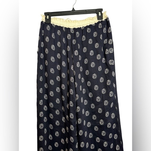 Vintage Platinum Dorothy Schoelen Navy Wide Leg Linen Blend Abstract Pant Size 6 - Picture 10 of 12